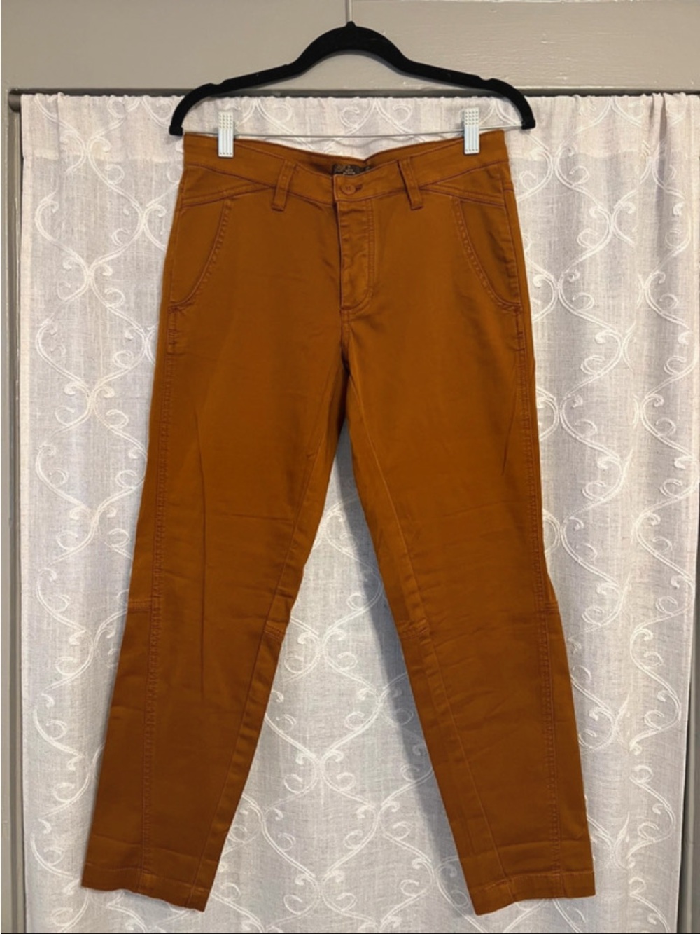 Prana Cropped Chinos in Rust Orange